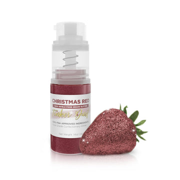 Tinker Dust - Christmas Red (4G, 1X Mini Pump) Edible Glitter For Desserts, Beverages, Cupcakes, Cake Pops And Cookies By Bakell