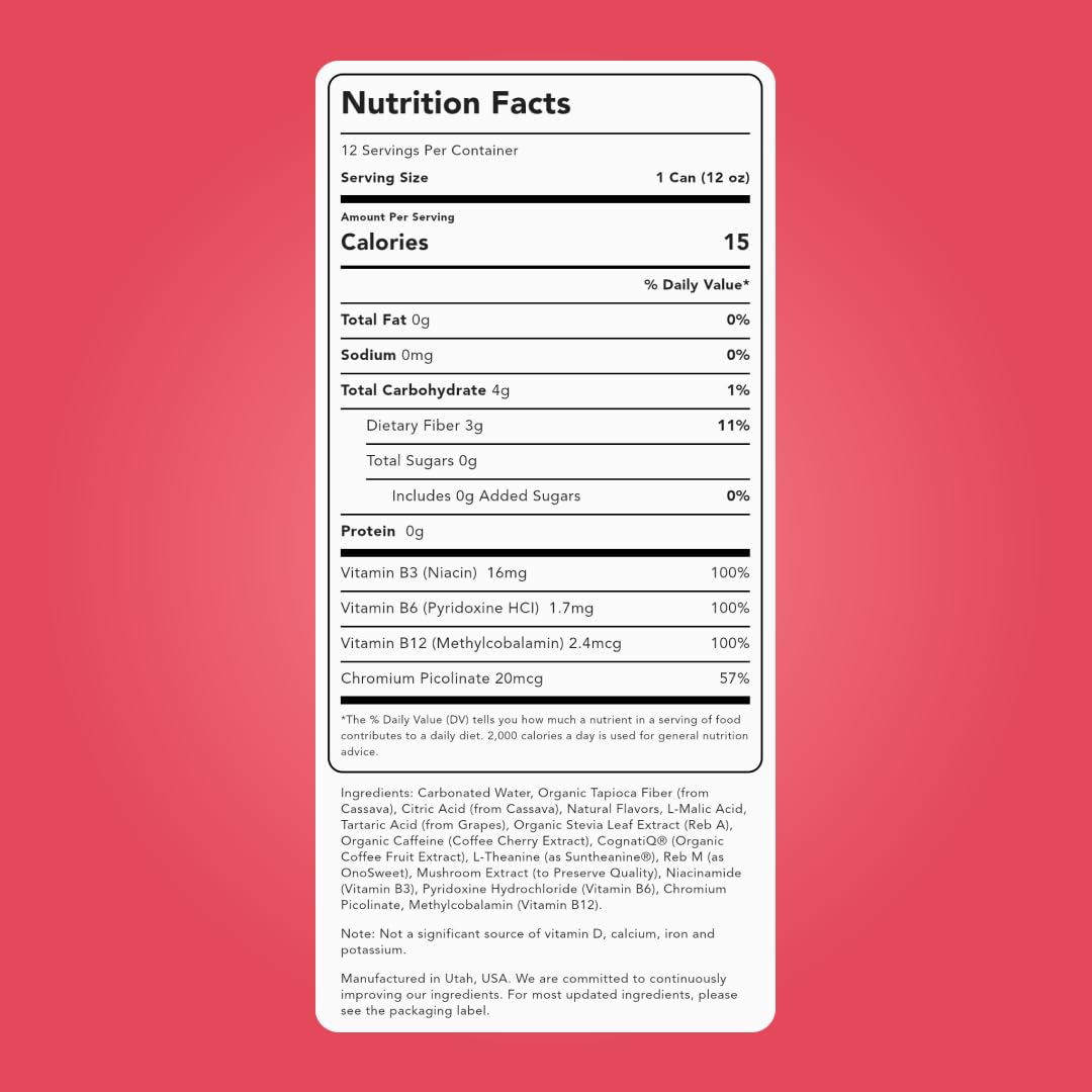 Clean Simple Eats Energy Drink, 100 Mg Organic Caffeine, Zero Sugar, North Pole Punch Flavor, 12 Oz Cans, 12 Pack