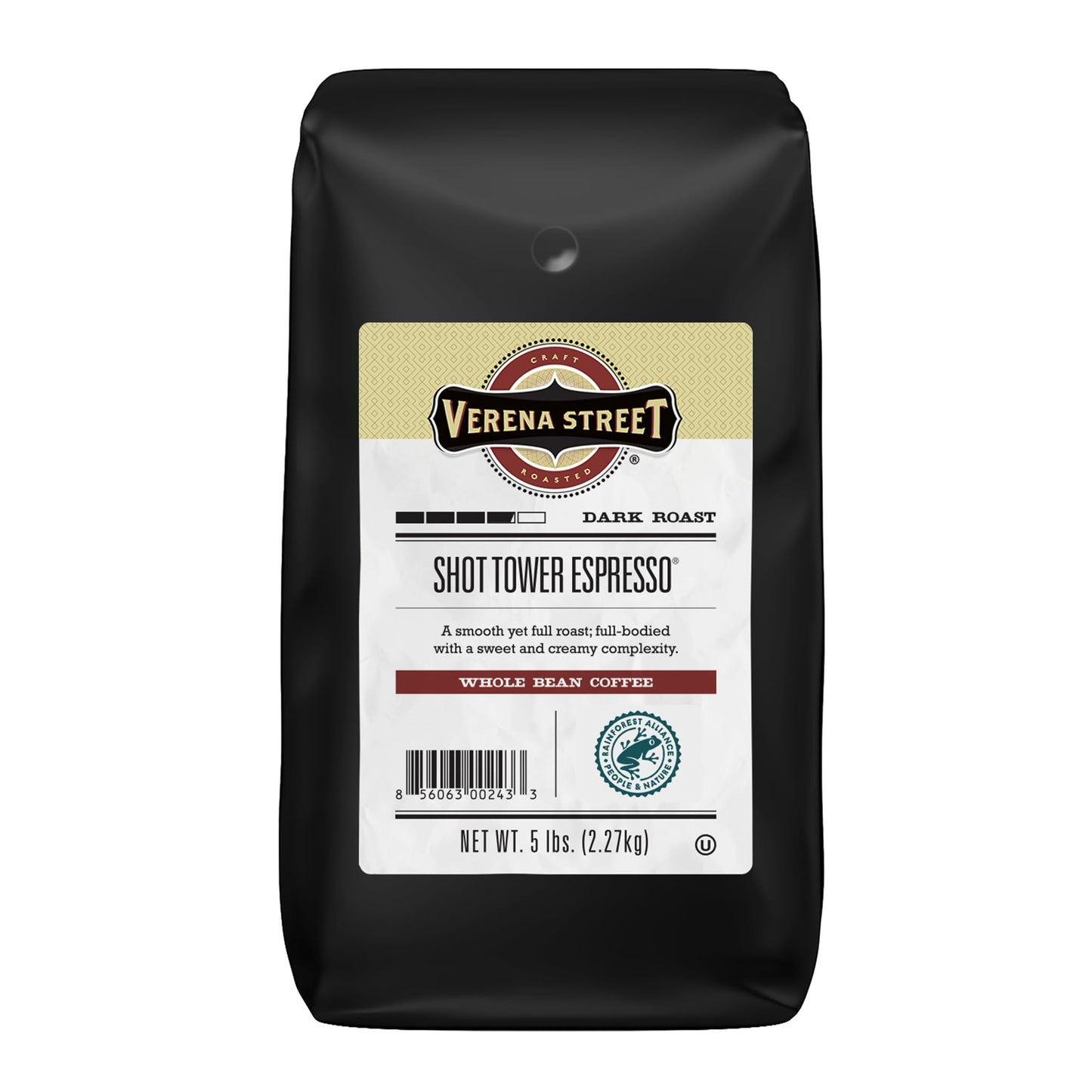 Verena Street Espresso Beans, Whole Bean Coffee, Rainforest Alliance Certified, 5 Pound Pack