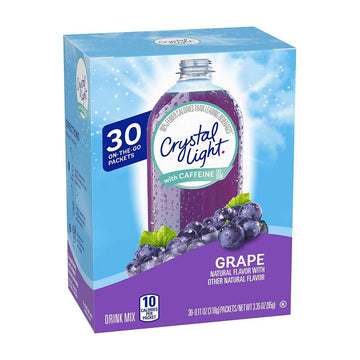Crystal Light Sugar-Free Energy Drink Mix, Grape, 0.11 Ounce, Pack of 30