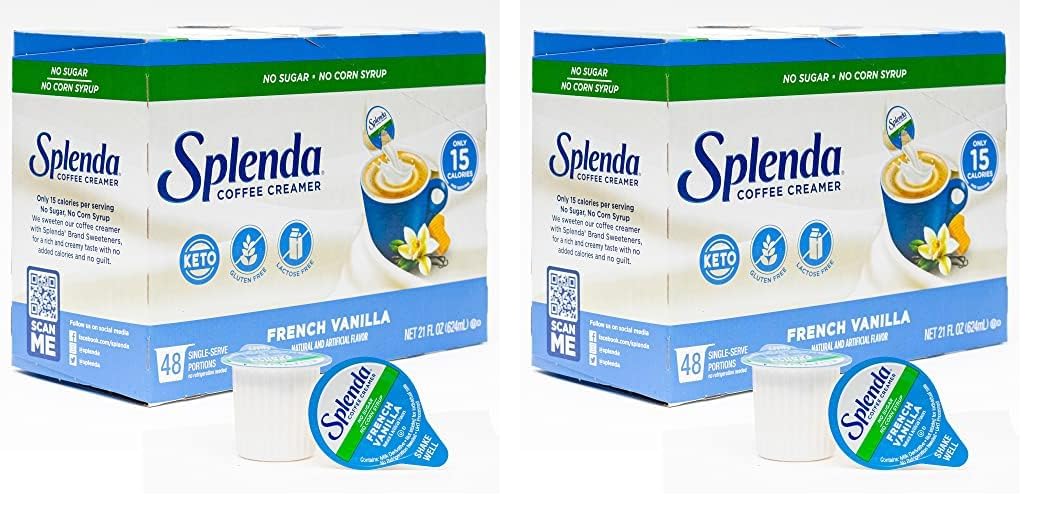 SPLENDA Single Serve Coffee Creamer Cups, Sugar Free French Vanilla, 48 Count (Pack of 2)