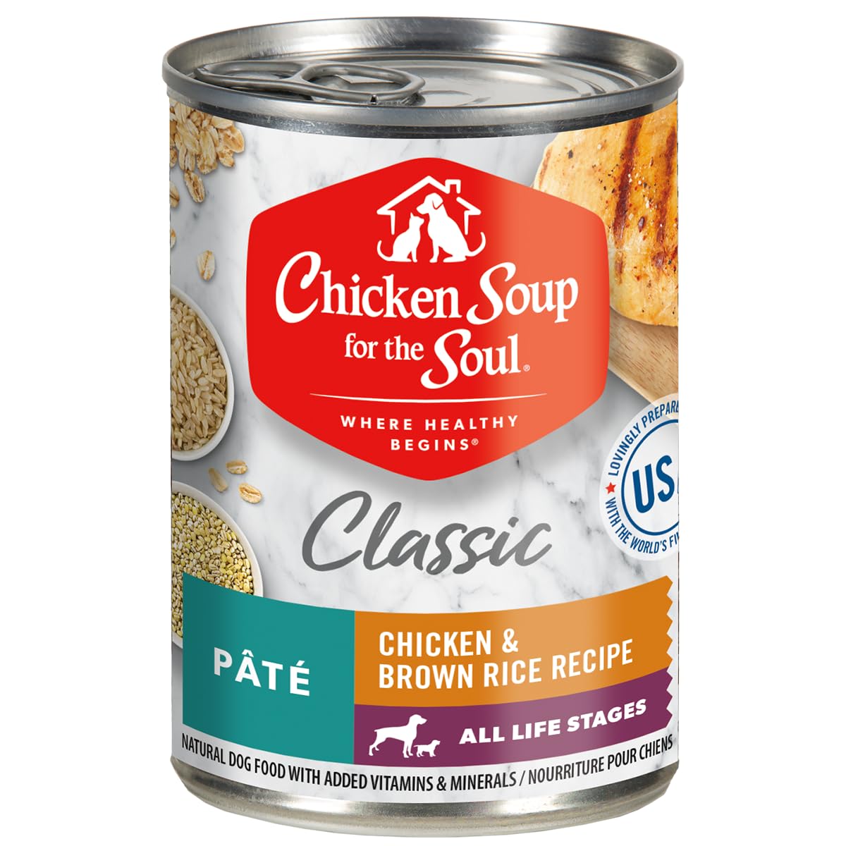 Chicken Soup For The Soul Pet Food - Classic Wet Dog Food, Chicken And Brown Rice Pate Recipesoy Free, Corn Free, Wheat Free | Dry Dog Food Made With Real Ingredients No Artificial Flavors Or Preservatives