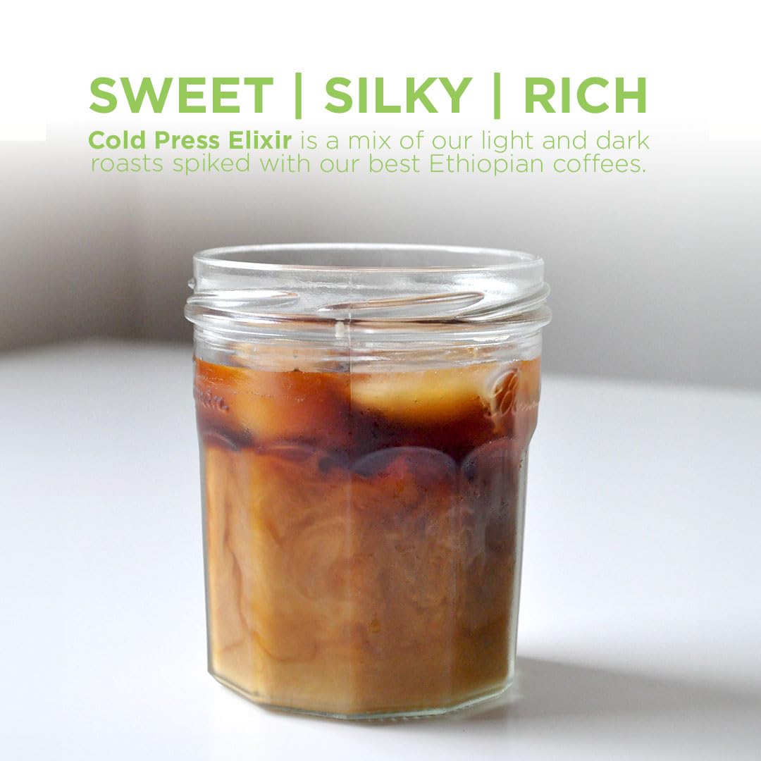 Tiny Footprint Coffee - Organic Cold Brew Cold Press Elixir | Blend of Light & Dark Roasts Whole Bean Coffee | Shade-Grown, Fair