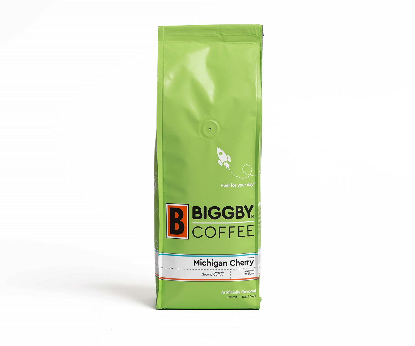 BIGGBY Michigan Cherry Flavored Ground Coffee, Medium Roast, 12oz Bag