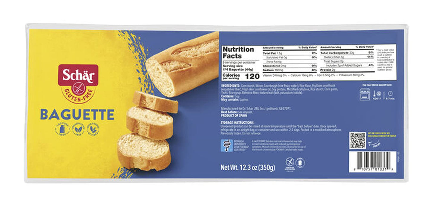 Schar - Baguette - Certified Gluten Free - No Gmo'S, Lactose, Wheat Or Preservatives - (12.3 Oz) 3 Pack