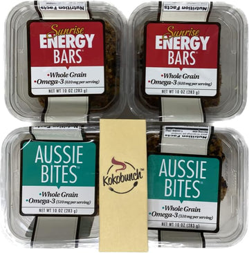 Universal Bakery Whole Grain Variety Snacks - Sunrise Energy Fruits And Nuts Bars | Aussie Bites With Omega 3 Bundled With Kokob
