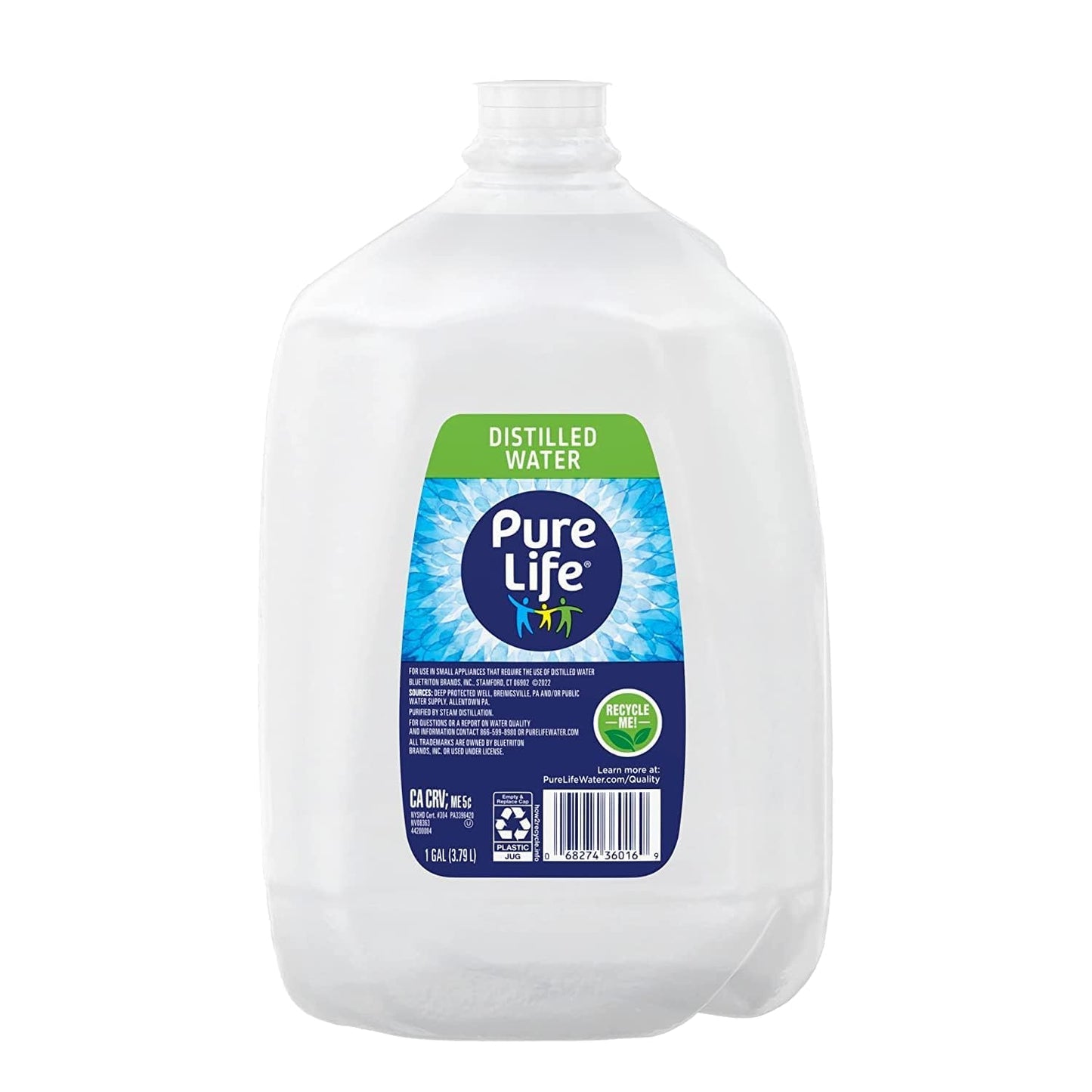CAMEO Pure Life Distilled Water, 1 Gallon, Plastic Bottled Water 12 Bottles Of 1 Gallon Each (12 Total Gallons)