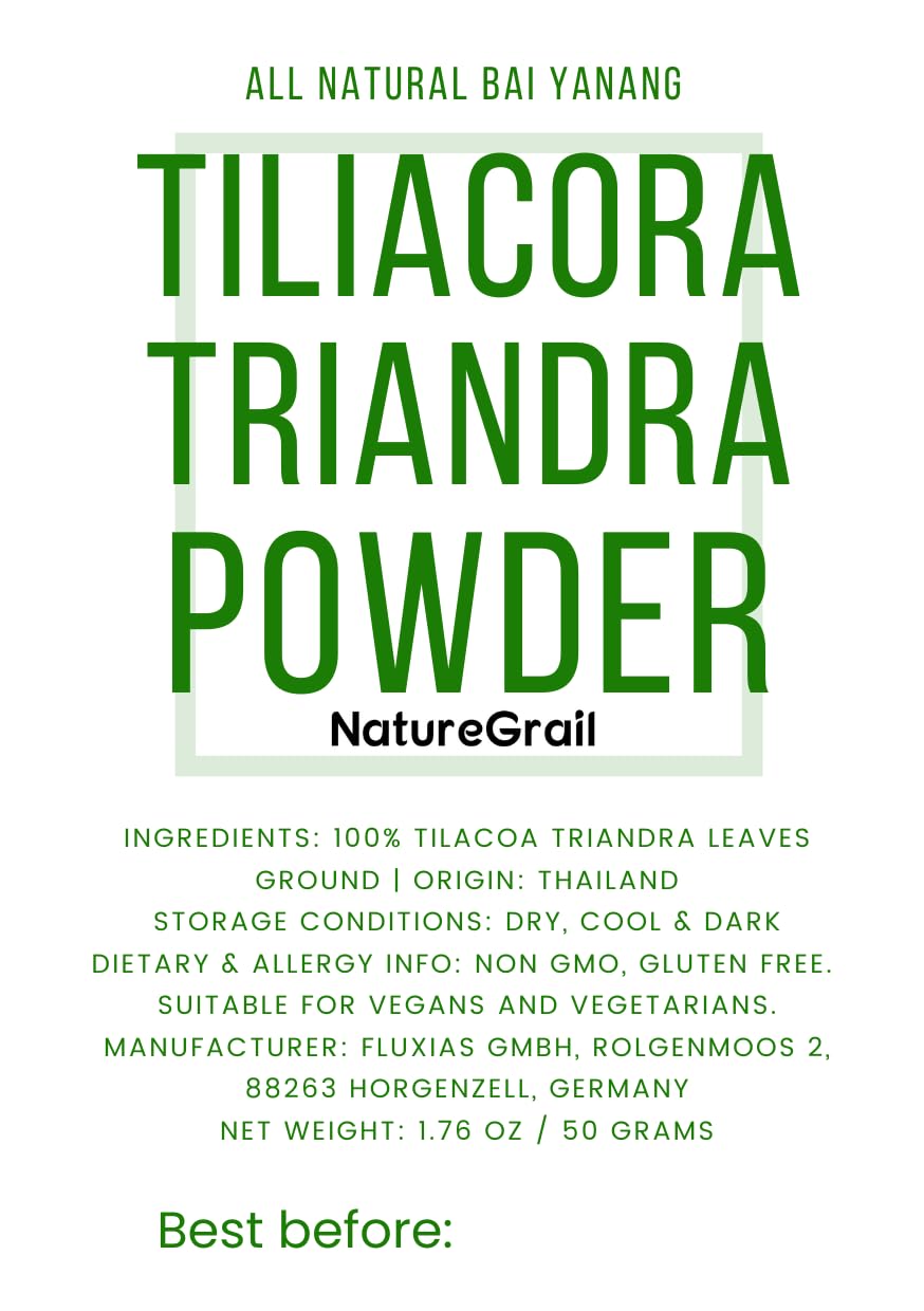 Tiliacora Triandra Powder, Made From 100% Tiliacora Triandra - Pure, Natural Bai Yanang Leaf - Net Weight: 1.76Oz/50G