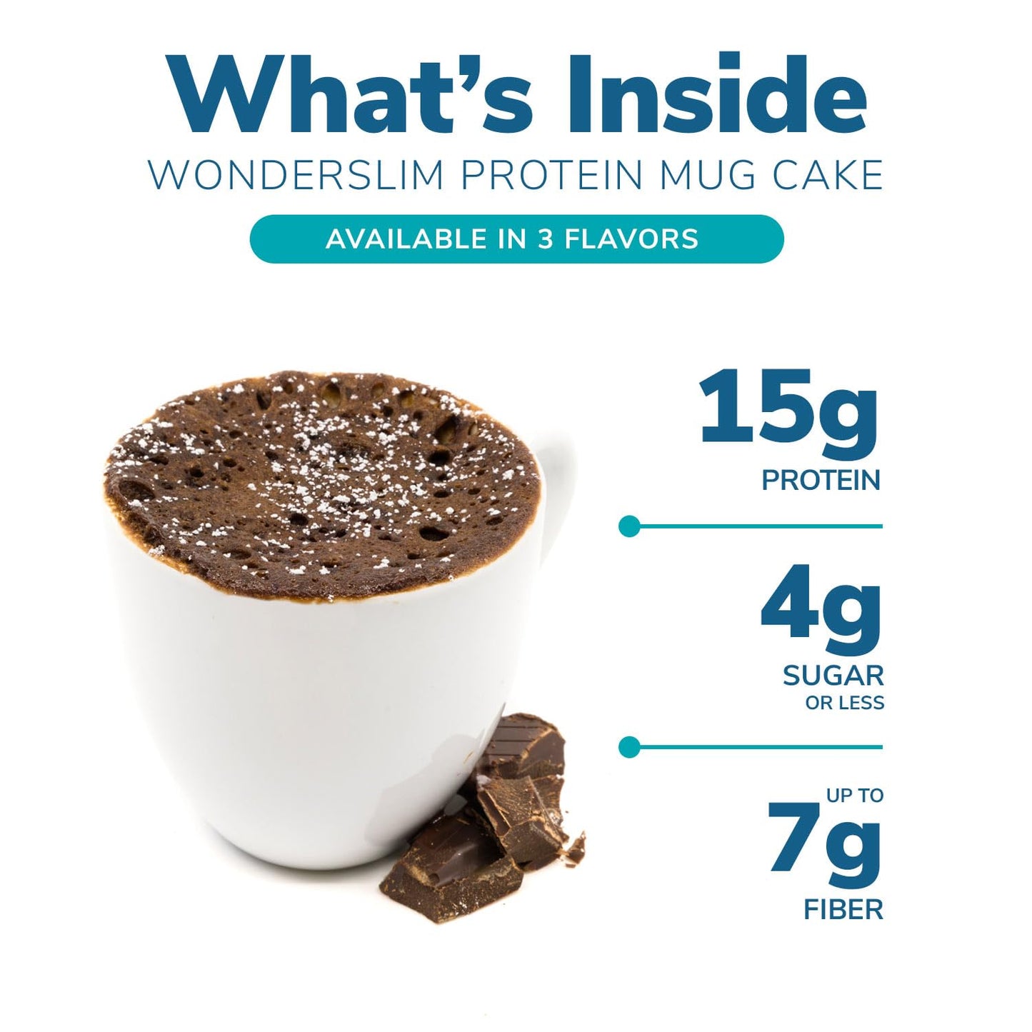Wonderslim Protein Mug Cake, Chocolate Caramel, 15G Protein, 4G Sugar, 6G Fiber (7Ct)