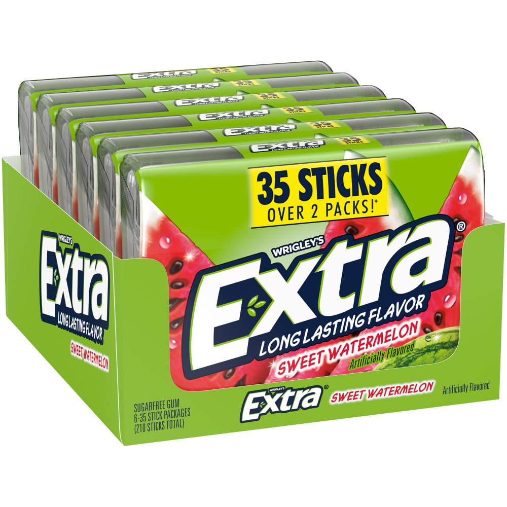 EXTRA Sweet Watermelon Sugar Free Chewing Gum Pack  35 Sticks (Pack of 6)  Mega Bulk Gum