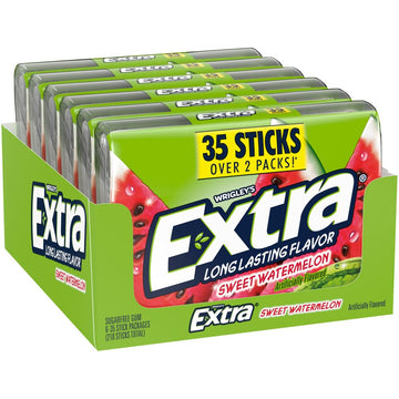 EXTRA Sweet Watermelon Sugar Free Chewing Gum Pack  35 Sticks (Pack of 6)  Mega Bulk Gum
