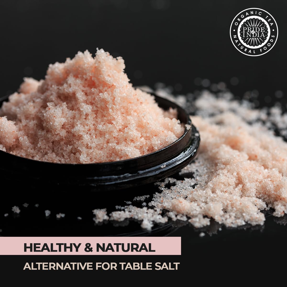 Pride Of India - Dark Himalayan Pink Salt - Enriched w/ 84+ Natural Minerals, Fine Grind 1 Pound (16 oz) Dual Sifting Jar - Easy