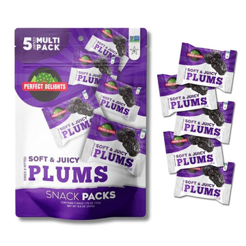 Perfect Delights Snack Pack Plums, Sun-Dried Plum, On-the-Go Vegan, Healthy Snack, Easy-to-Carry Dried Plums, Perfect for Kids &