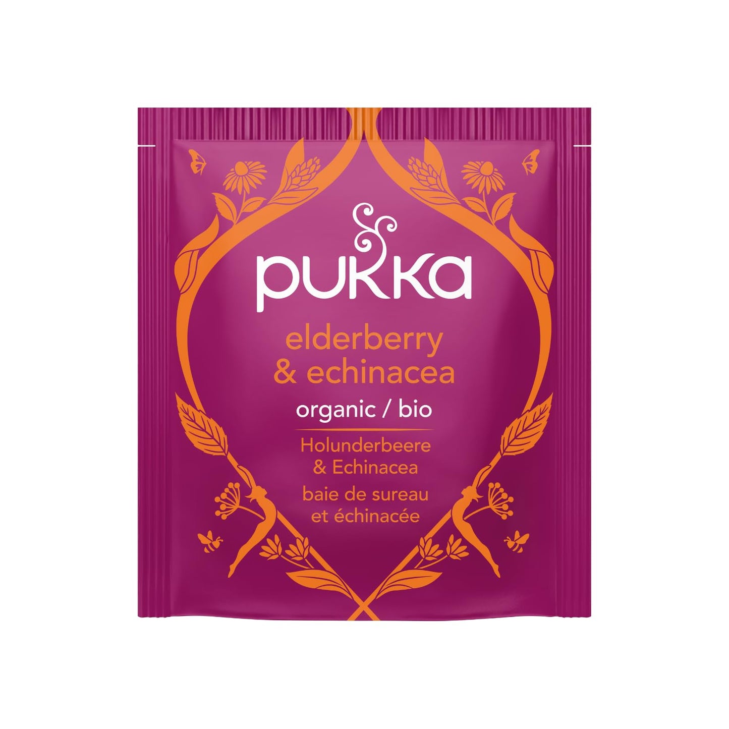 Pukka Organic Tea Bags, Elderberry & Echinacea, 1 Count (Pack of 6), 120 Tea Bags, Herbal Tea for Wellness Support