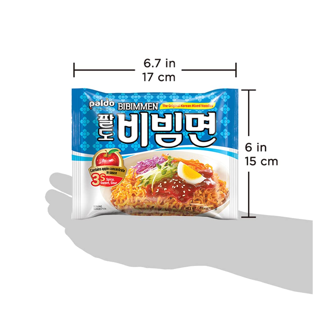 Paldo Korean Bibim-Myun, Cold Noodle Instant Ramen, Sweet Spicy Sauce, 130G (Pack Of 20)