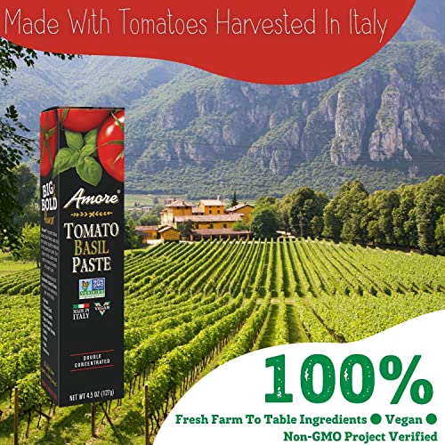 Amore Vegan Basil Tomato Paste In A Tube - Non Gmo Certified And Made In Italy (Pack Of 1)