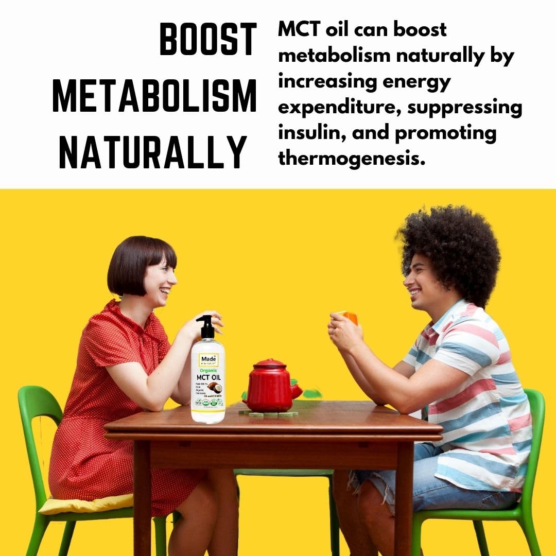 Made By Nature Organic Mct Oil, 32 Oz, Pure Mcts From Coconuts, C8 And C10 Mcts, Keto Diet Friendly, Use In Coffee, High Bioavai