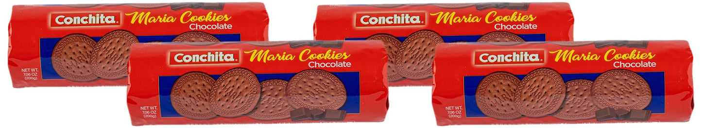 Conchita Chocolate Maria Cookies - Versatile Snack, Dessert, or Breakfast Food - 7 oz (Pack of 4)