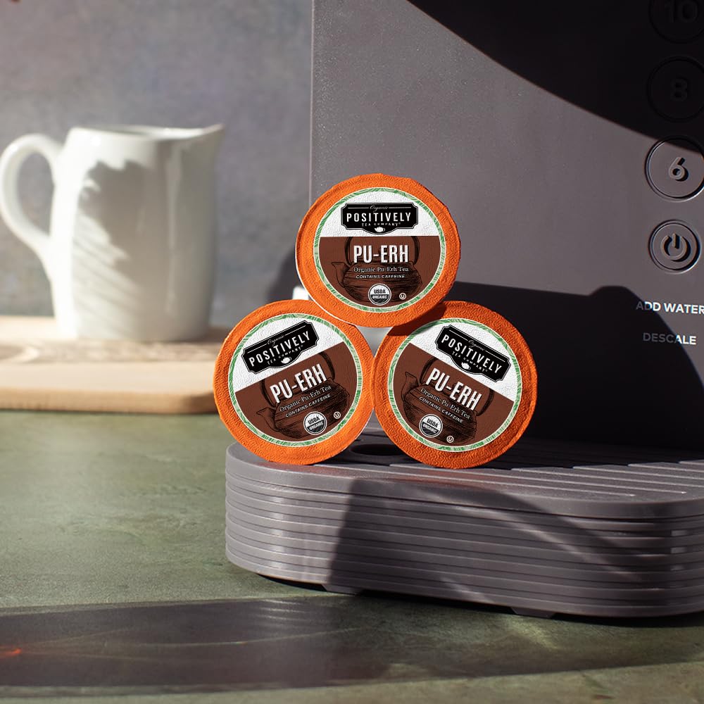 Organic Positively Tea Company, Pu-Erh Tea, K-Cup Compatible, 96 Pods