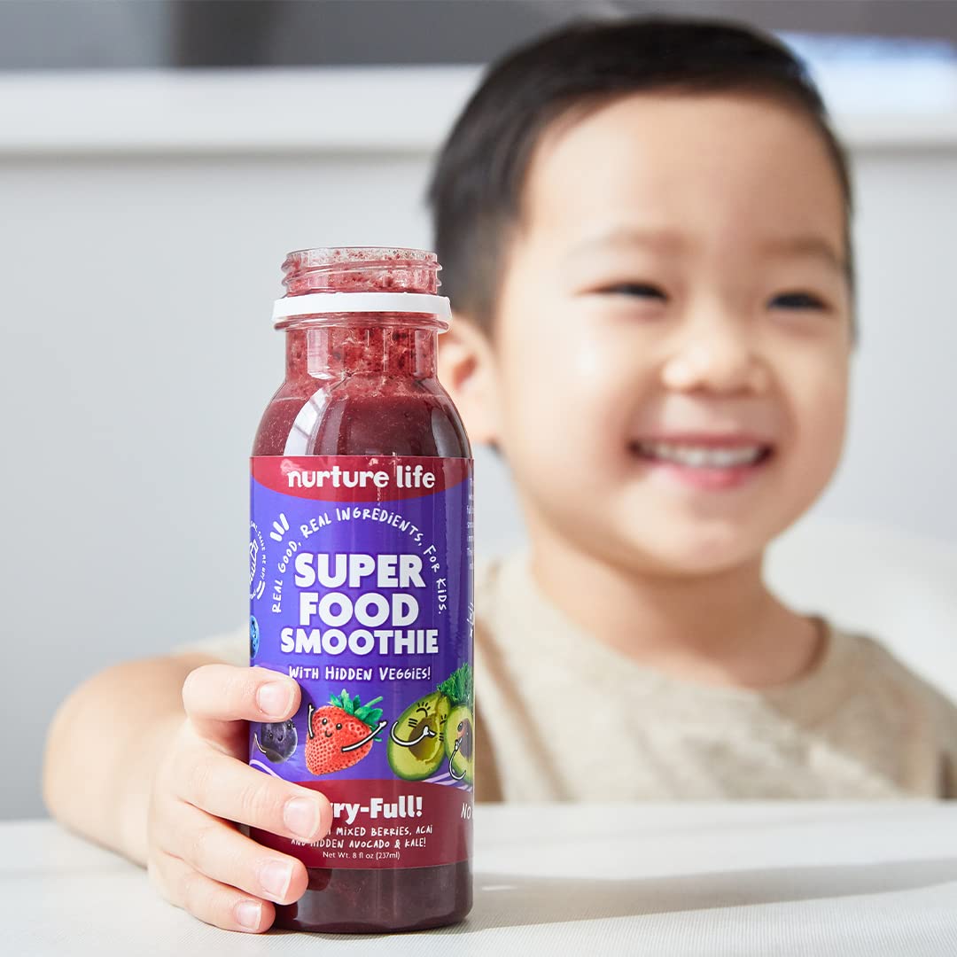 Nurture Life Superfood Smoothies, Healthy Toddler Snacks To-Go w/Hidden Fruits & Veggies, Fruit Smoothies for Kids, No Sugar Add