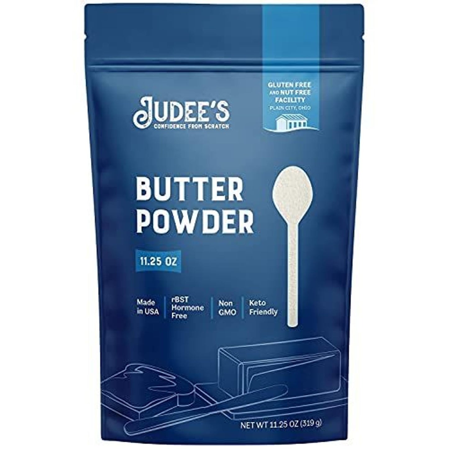 Judees Butter Powder - 100% Non-GMO, Keto-Friendly, Gluten-Free - 11.25oz