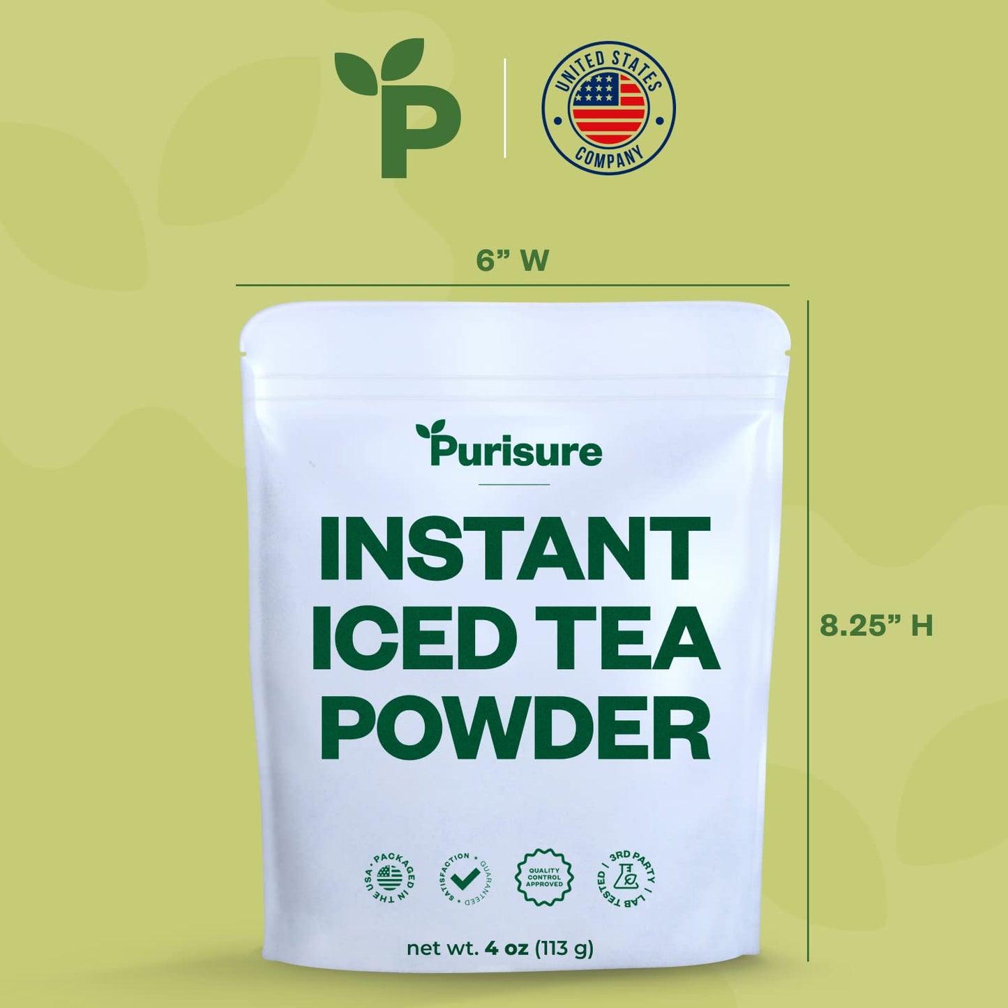Purisure Unsweetened Iced Tea Powder, Instant Black Tea Powder, Real Black Tea Leaves, Powdered Iced Tea Unsweetened with Zero-C