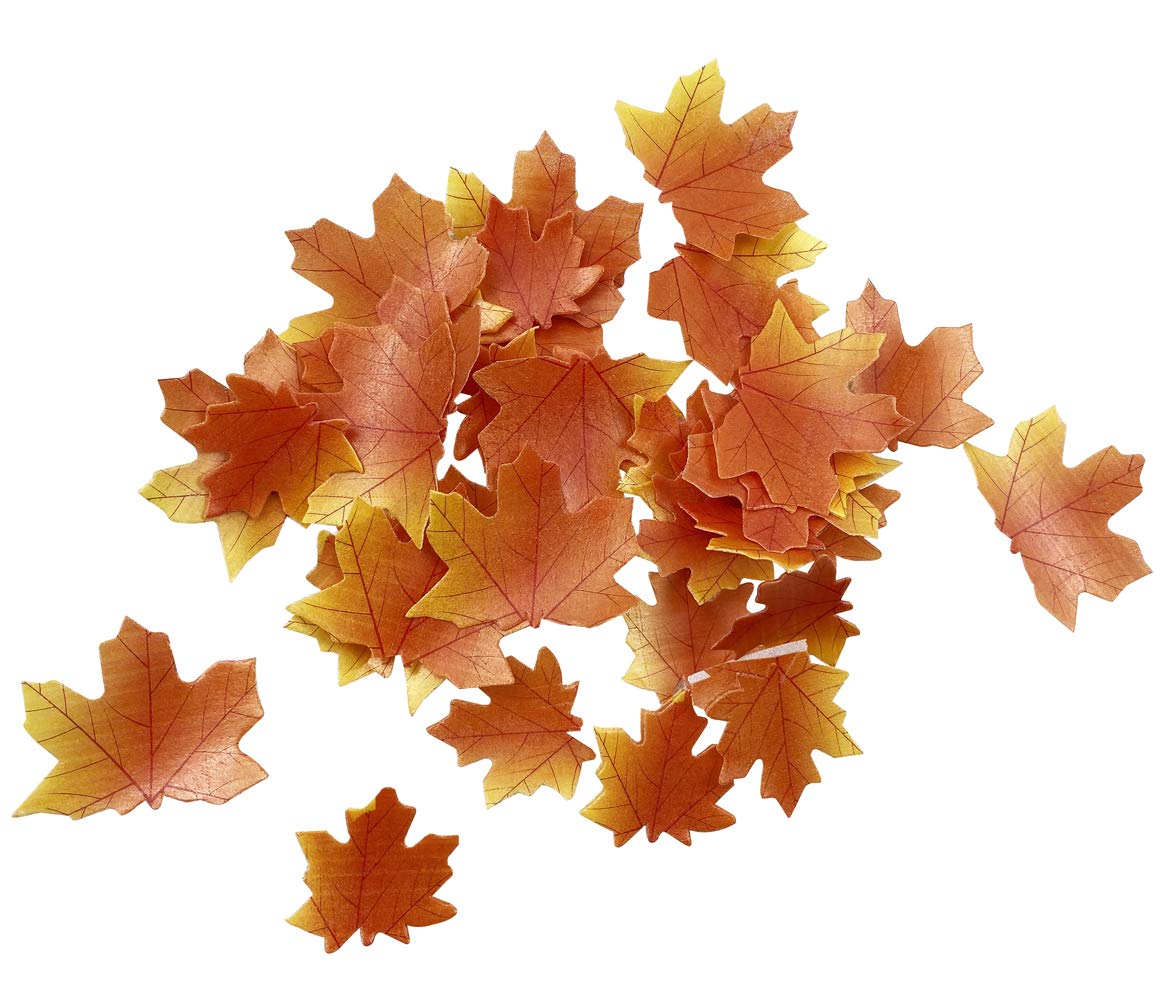 Edible Fall Leaves Set Of 35 Cake Decorations, Autumn Maple Leaf Cupcake Topper