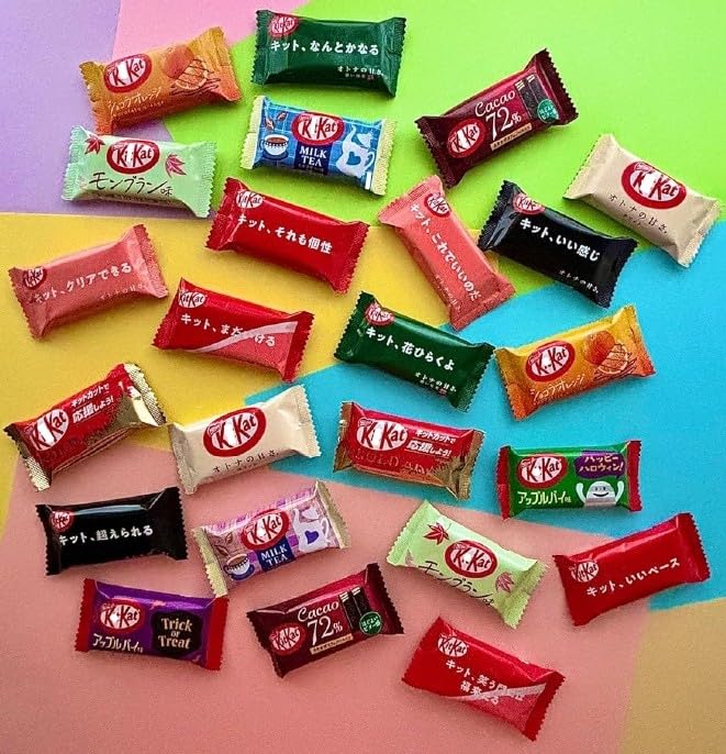KONBINI JAPAN Mini Assorted 24-Pack Japanese KitKat Chocolate (12 Flavors x2) - Less Sugar Authentic Candy Snacks