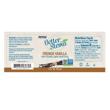 Now Foods Betterstevia French Vanilla Zero-Calorie Liquid Sweetener, Keto Friendly, Suitable For Diabetics, No Erythritol, 2-Oun