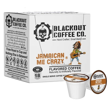 Blackout Coffee Jamaican Me Crazy Flavored Pods, Fresh Roasted In The Usa, K Cup Compatible, 18 Count Single-Serve Coffee Pods