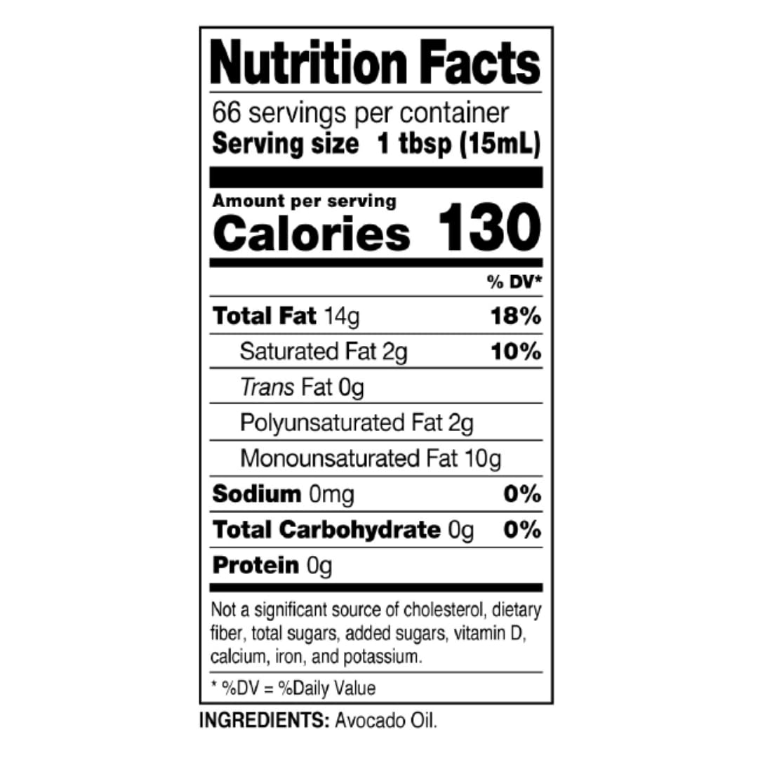 Madhava Avocado Oil (33.8 Oz, 1L Tin), Single Source, 100% Pure, Neutral Flavor, High Heat Cooking Oil, 520-Degree Smoke Point, Non-Gmo