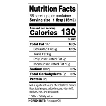 Madhava Avocado Oil (33.8 Oz, 1L Tin), Single Source, 100% Pure, Neutral Flavor, High Heat Cooking Oil, 520-Degree Smoke Point, Non-Gmo
