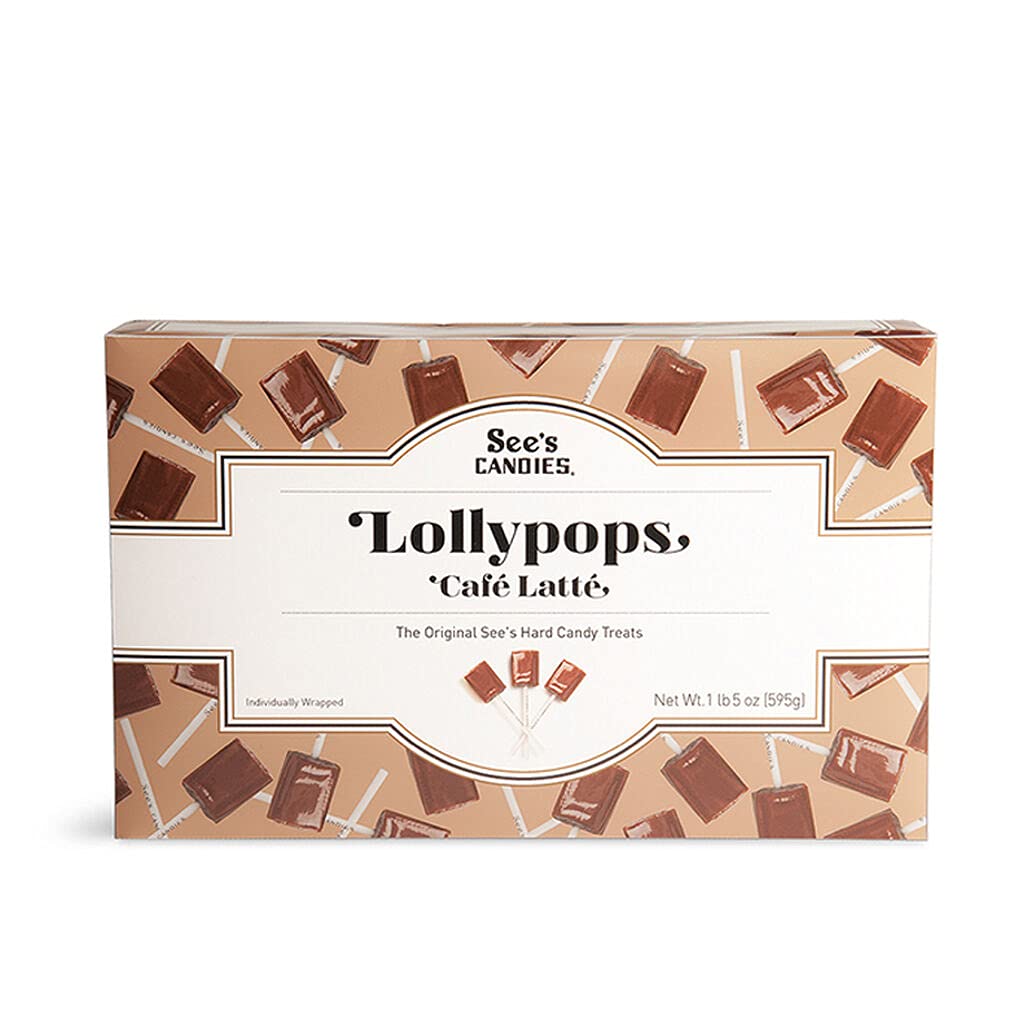 Sees Candies Cafe Latte Lollipops, 1 lb 5 oz, Cream Color, Pack of 1