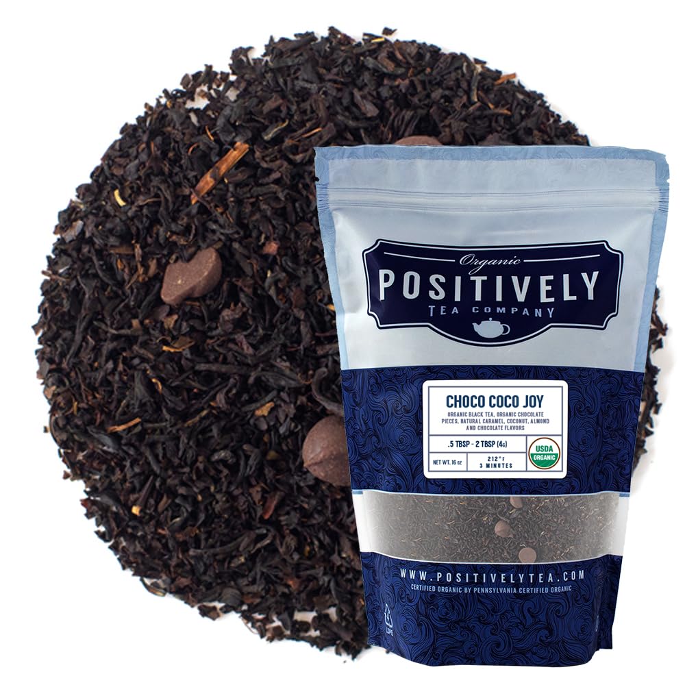 Organic Positively Tea Company, Choco Coco Joy Black Tea, Loose Leaf, 16 Ounce