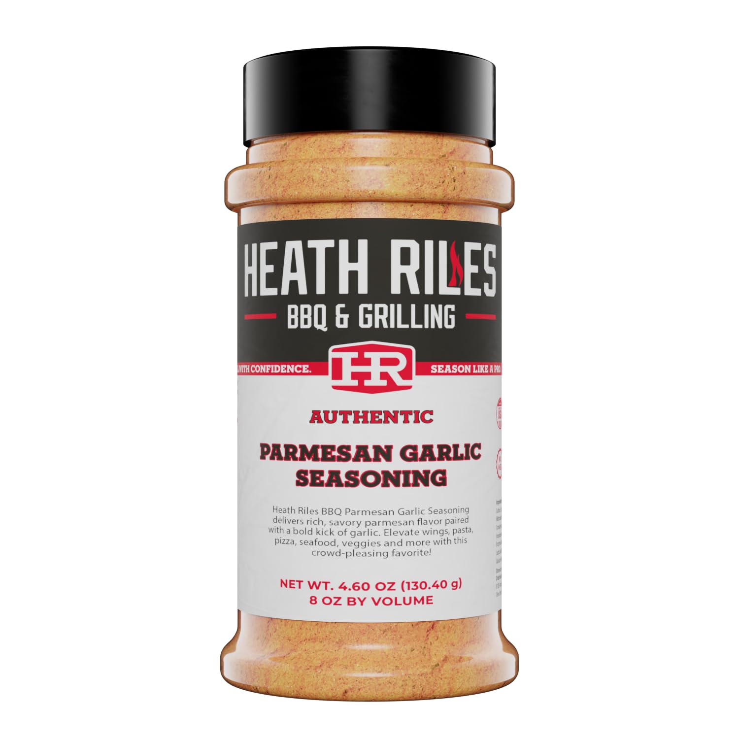 Heath Riles BBQ Rub - Parmesan Garlic Seasoning, 8 oz. - Champion Pitmaster Recipe for Smoking & Grilling