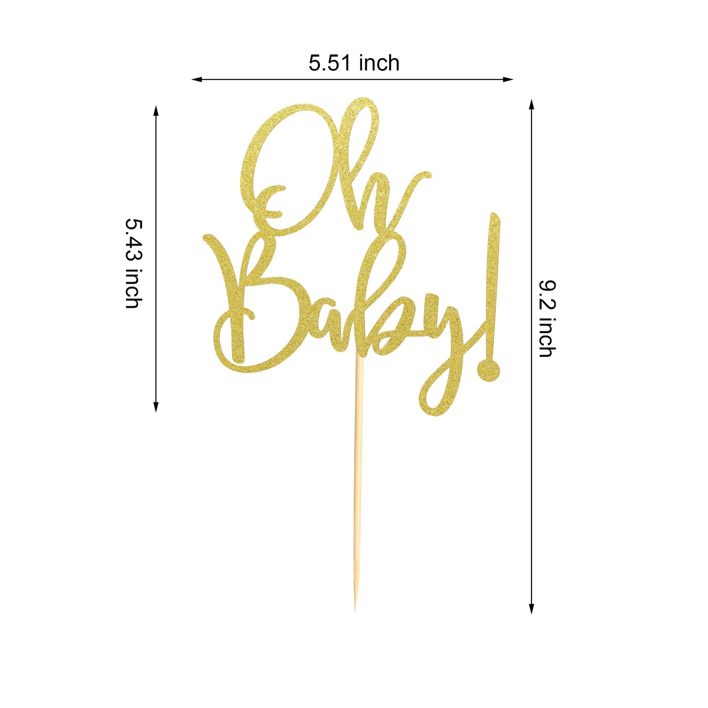 Arthsdite Oh Baby Cake Toppers Baby Shower Cake Picks For Celebrating Baby Shower Kids Birthday Party Decoration Supplies - Gold