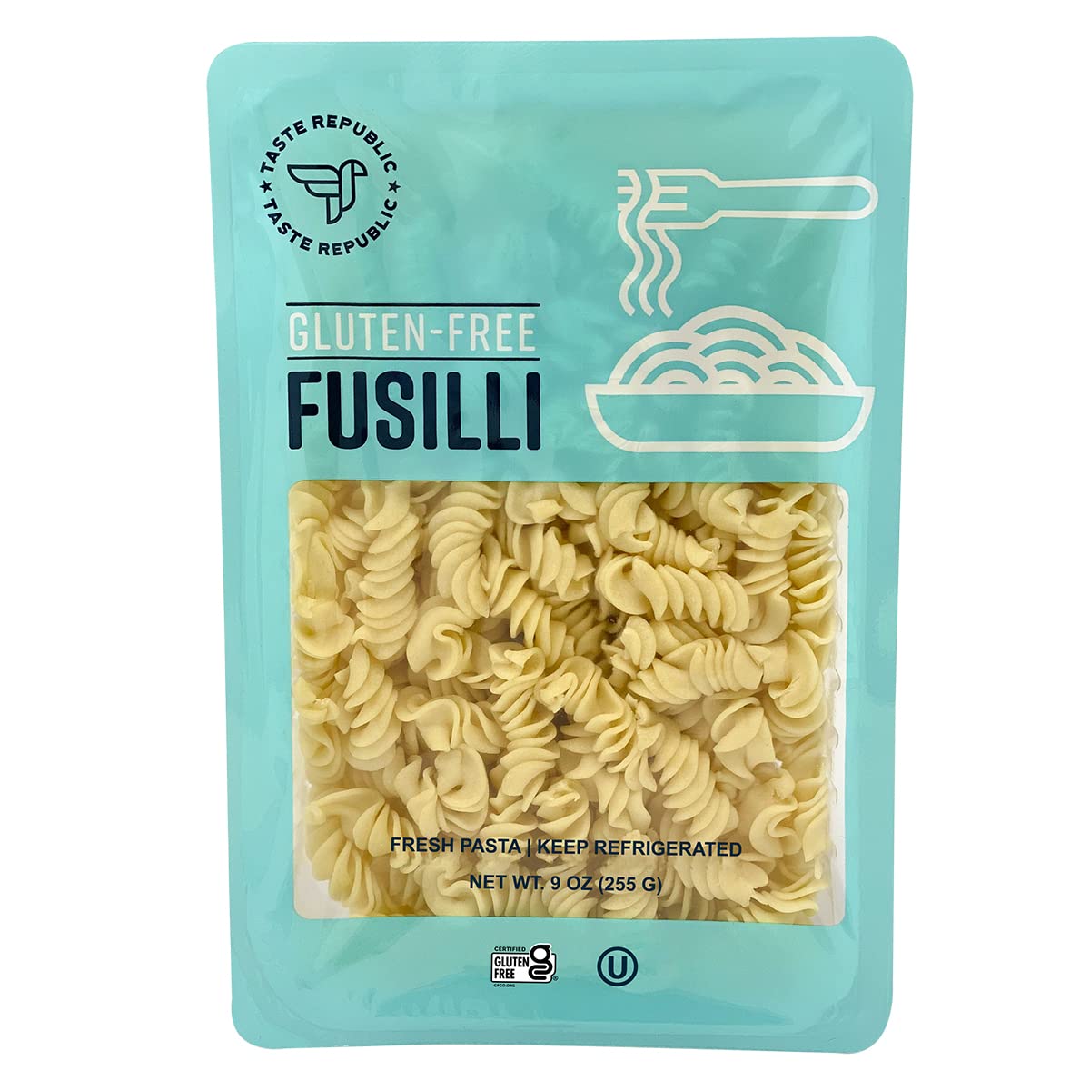 Gluten-Free Pasta, Fusilli, Fresh Brown Rice Noodles, Cooks in Just 3 Minutes, Kosher, Taste Republic, Frozen, 9oz (6 pack)