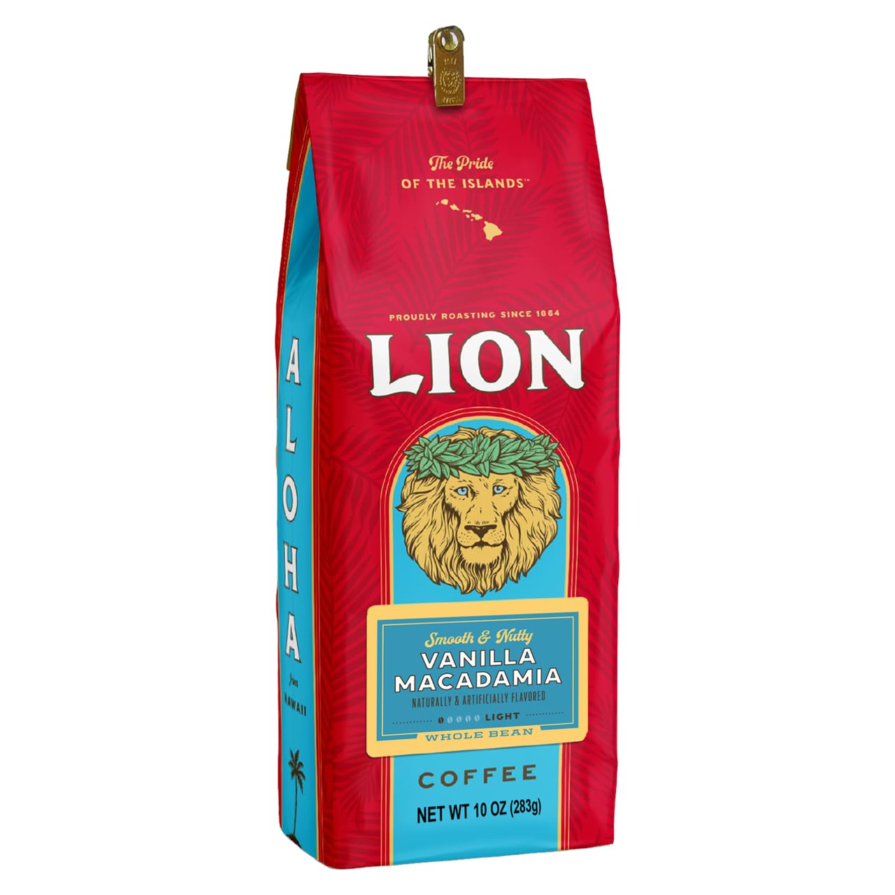 Lion Coffee Vanilla Macadamia Flavored Ground Coffee, Light Roast, 10 Ounce Bag
