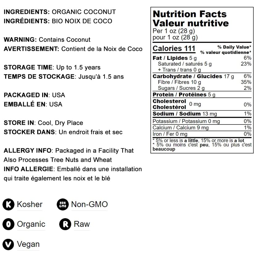 Food To Live - Organic Coconut Flour, 1 Pound - Non-Gmo, Kosher, Raw, Vegan, Unsweetened, Unrefined, Unsulfured Fine Powder, Bul