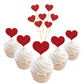 Looching Glitter Heart Cupcake Toppers, 50 PCS Red Food Picks for Wedding, Valentines Day, Birthday Party, Baby Shower