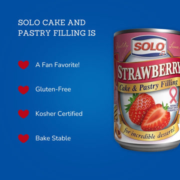 Solo Cake & Pastry Filling, Strawberry, 12 Ounce (Pack Of 12) | Gluten-Free, Kosher Certified