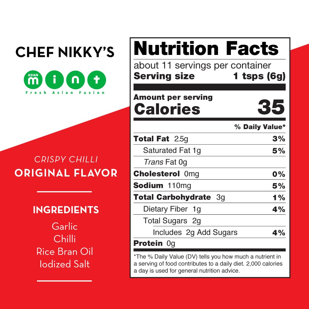 CHEF NIKKY Thai Original Crispy Chili Hot Sauce - Garlic Oil with Chili Crisp - 2.3 Ounce