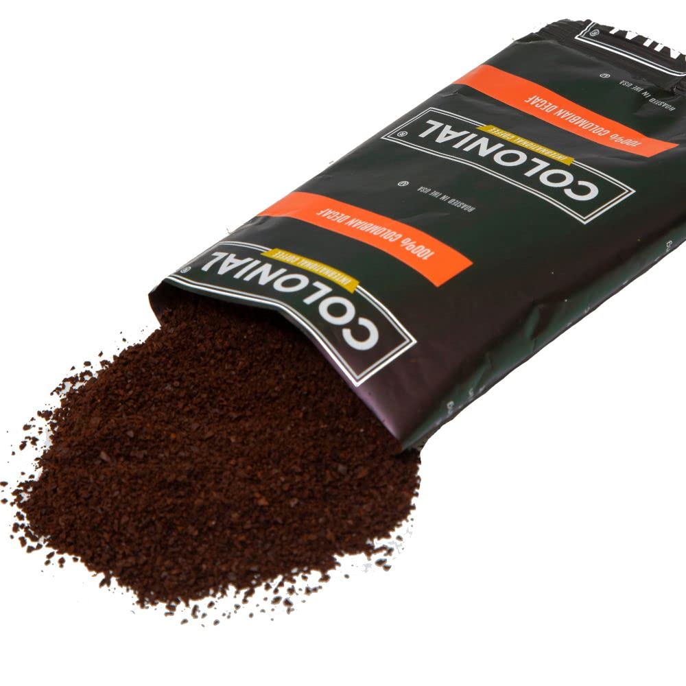 Colonial Coffee 100 Count Single Pot Coffee Packets - 100% Arabica Decaf Colombian Medium Roast | Pre-Measured Frac Packs for 12 Cup Maker | Bulk Ground Gourmet Coffee for Home & Office
