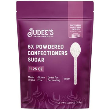 Judees 6X Powdered Confectioners Sugar 11.25 oz - 100% Non-GMO, Gluten-Free, and Nut-Free - 6X Size Perfect for Icings, Frosting