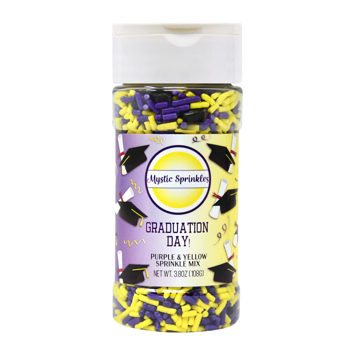 Mystic Sprinkles Graduation Day Sprinkles Mixes (Graduation Day! Purple & Yellow Sprinkle Mix 3.8Oz)
