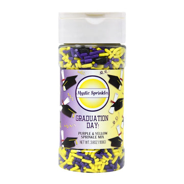 Mystic Sprinkles Graduation Day Sprinkles Mixes (Graduation Day! Purple & Yellow Sprinkle Mix 3.8Oz)