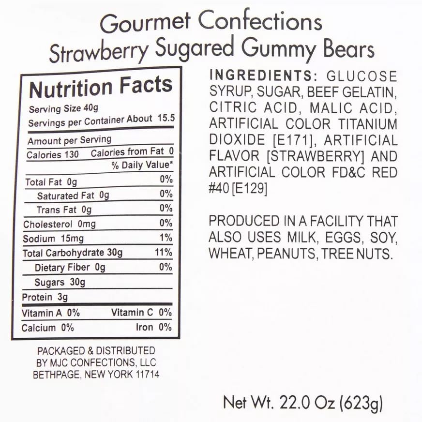 The Hampton Popcorn Company Pink Gummy Bears, Strawberry Flavored, 22 Ounce Resealable Bag