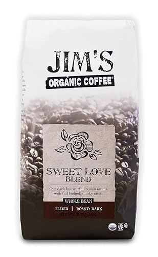 Jim?S Organic Coffee - Sweet Love Blend - Whole Bean, Dark Roast, Bold 11 Oz Bag