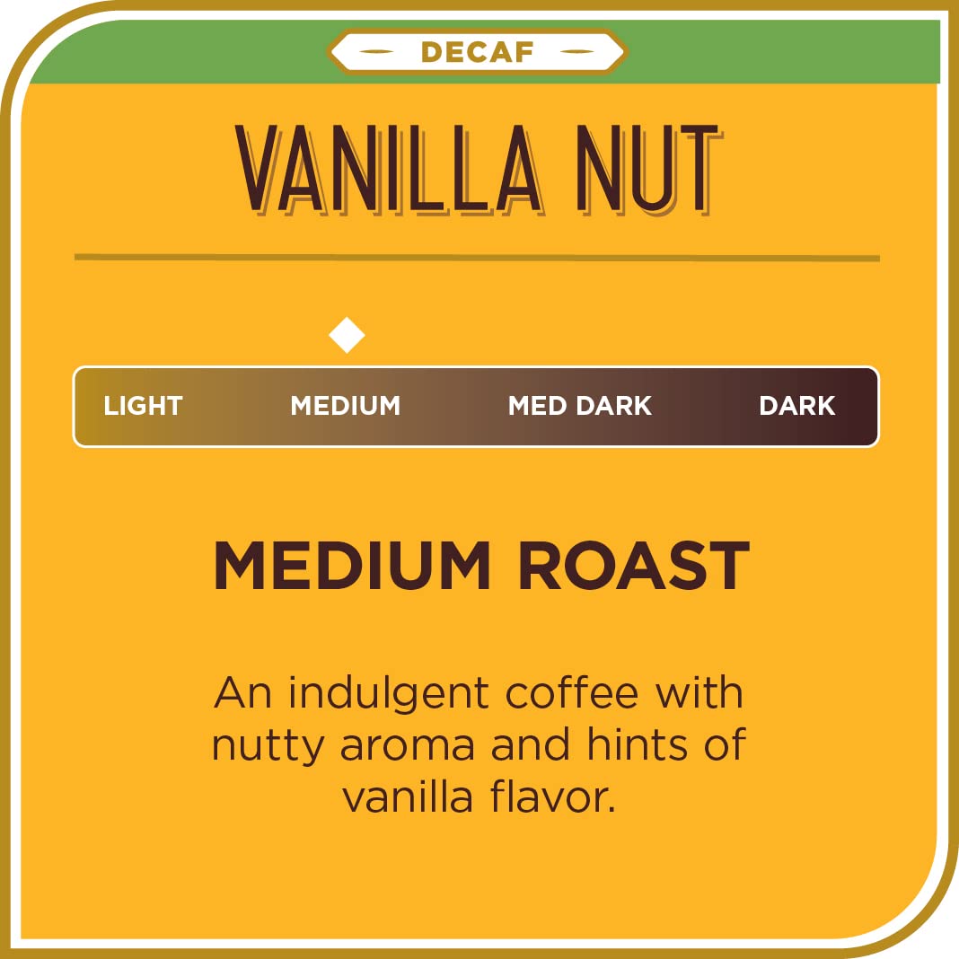 Don Franciscos Decaf Vanilla Nut Ground Coffee, Medium Roast, 12 oz, Flavored Decaf, 100% Arabica