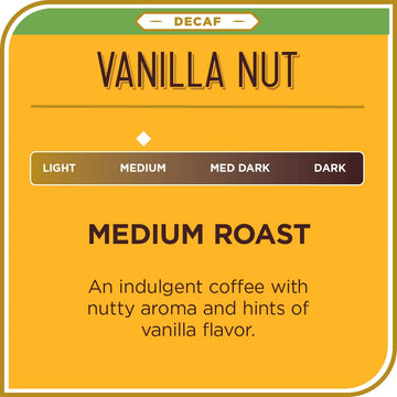 Don Franciscos Decaf Vanilla Nut Ground Coffee, Medium Roast, 12 oz, Flavored Decaf, 100% Arabica
